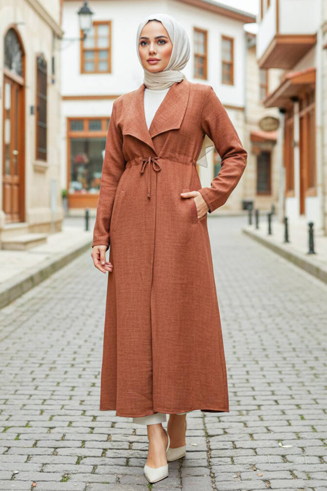 Brown Long Sleeve Coat 11341KH - 1
