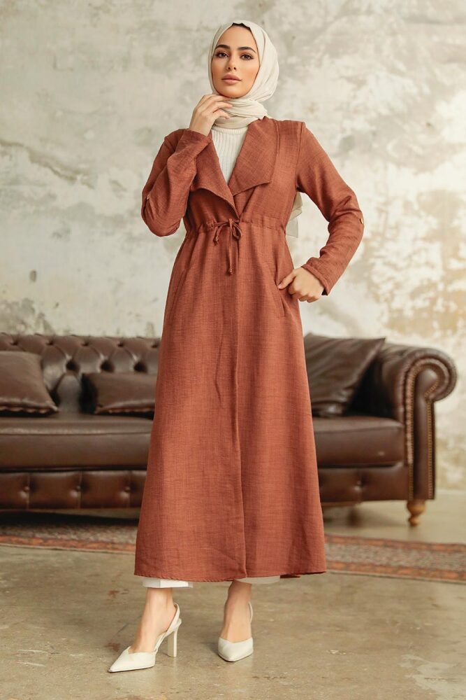 Neva Style - Brown Long Sleeve Coat 11341KH - 2