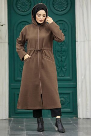 Brown Long Sleeve Coat 5947KH - 1