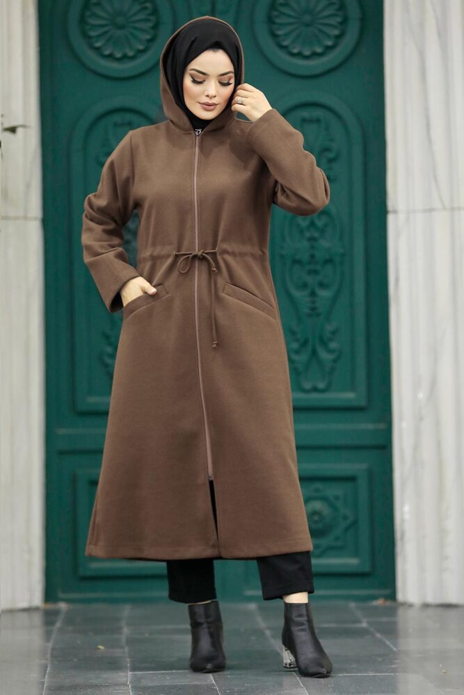 Brown Long Sleeve Coat 5947KH - 1