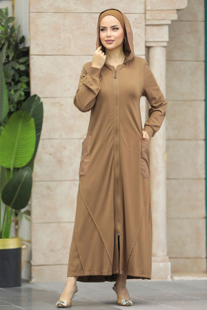 Brown Modest Abaya Dubai 20129KH - 2
