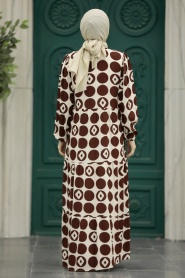 Neva Style - Brown Modest Dress 89741KH - Thumbnail