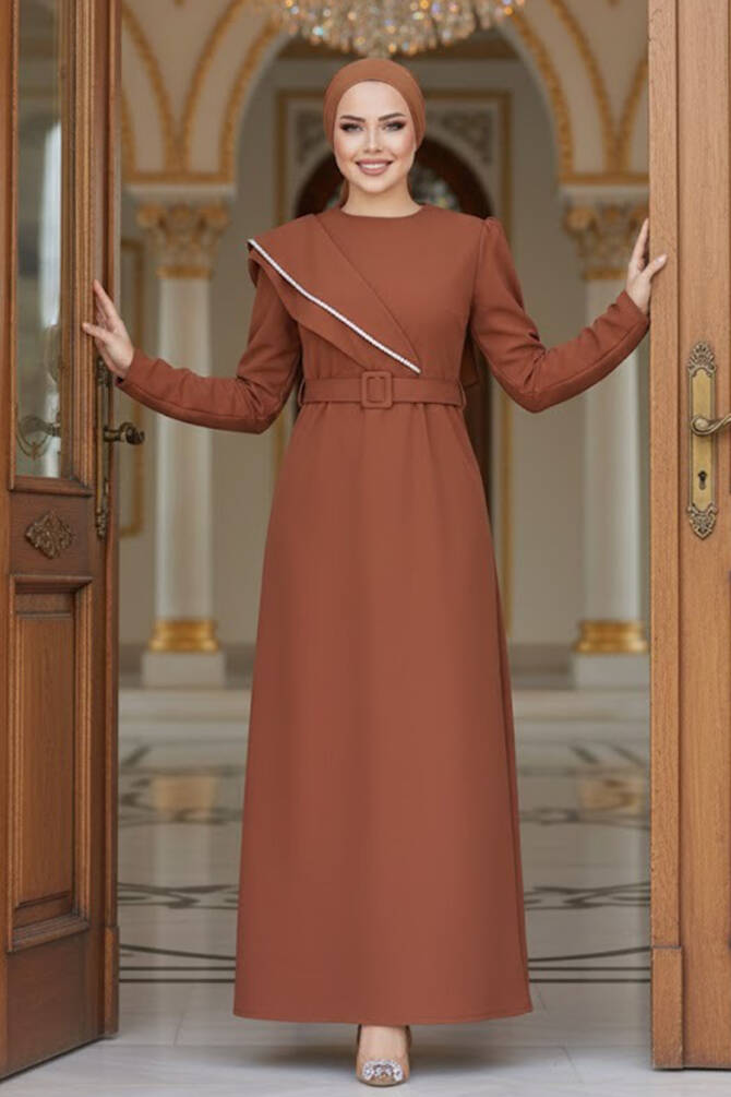 Brown Modest Prom Dress 664KH - 1