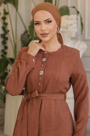 Brown Modest Tops 658KH - 4