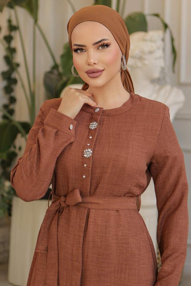 Brown Modest Tops 658KH - 4