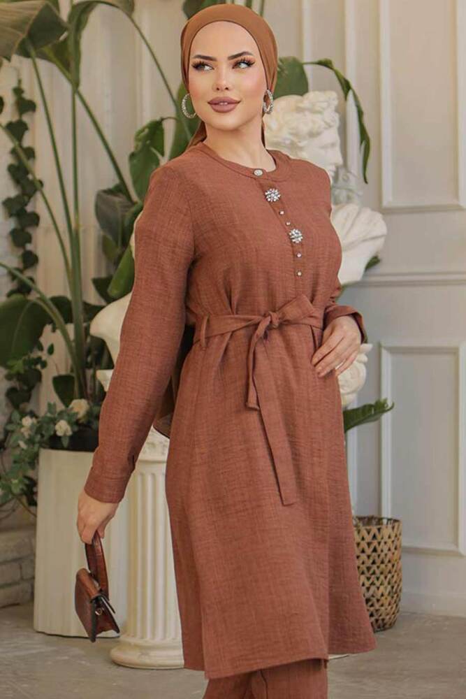 Brown Modest Tops 658KH - 2