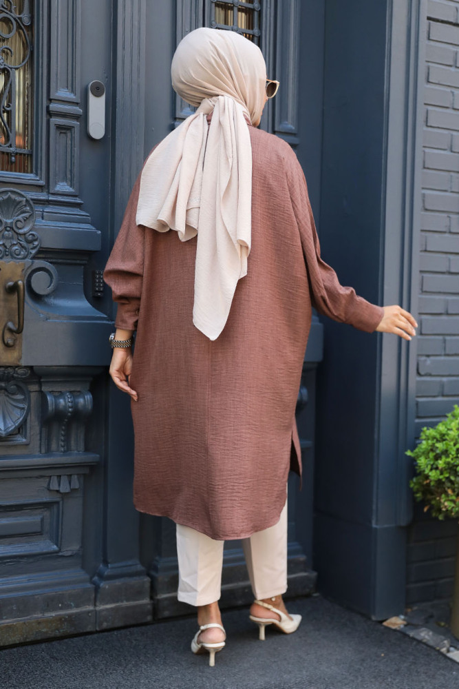Brown Modest Tops 663KH - 3