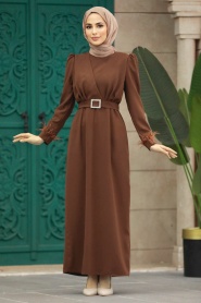 Neva Style - Brown Muslim Bridesmaid Dress 8791KH - Thumbnail