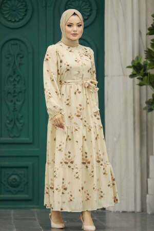 Brown Muslim Dress 13130KH - 2