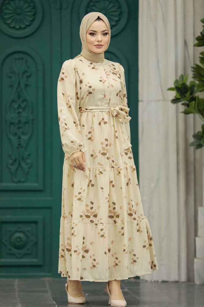 Brown Muslim Dress 13130KH - 2