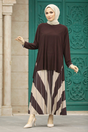 Brown Muslim Dual Suit 41741KH - 1