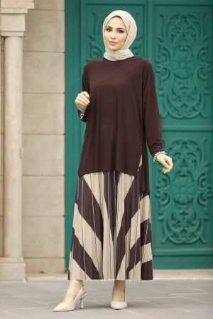 Brown Muslim Dual Suit 41741KH - 2