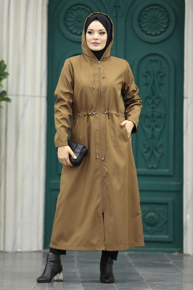 Neva Style - Brown Muslim Trench Coat 5941KH - 3