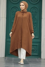 Neva Style - Brown Muslim Tunic 4441KH - Thumbnail