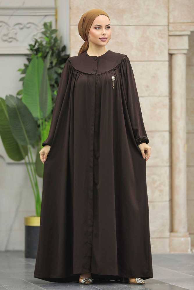 Brown Plus Size Abaya 20134KH - 2