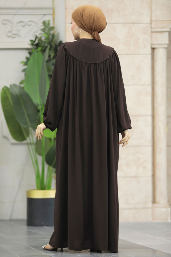 Brown Plus Size Abaya 20134KH - 4