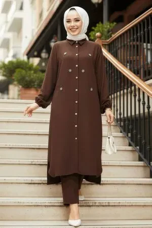 Brown Plus Size Dual Suit 12082KH 