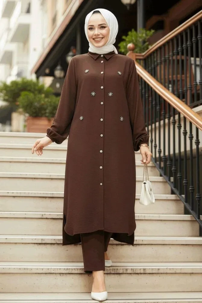 Brown Plus Size Dual Suit 12082KH - 1