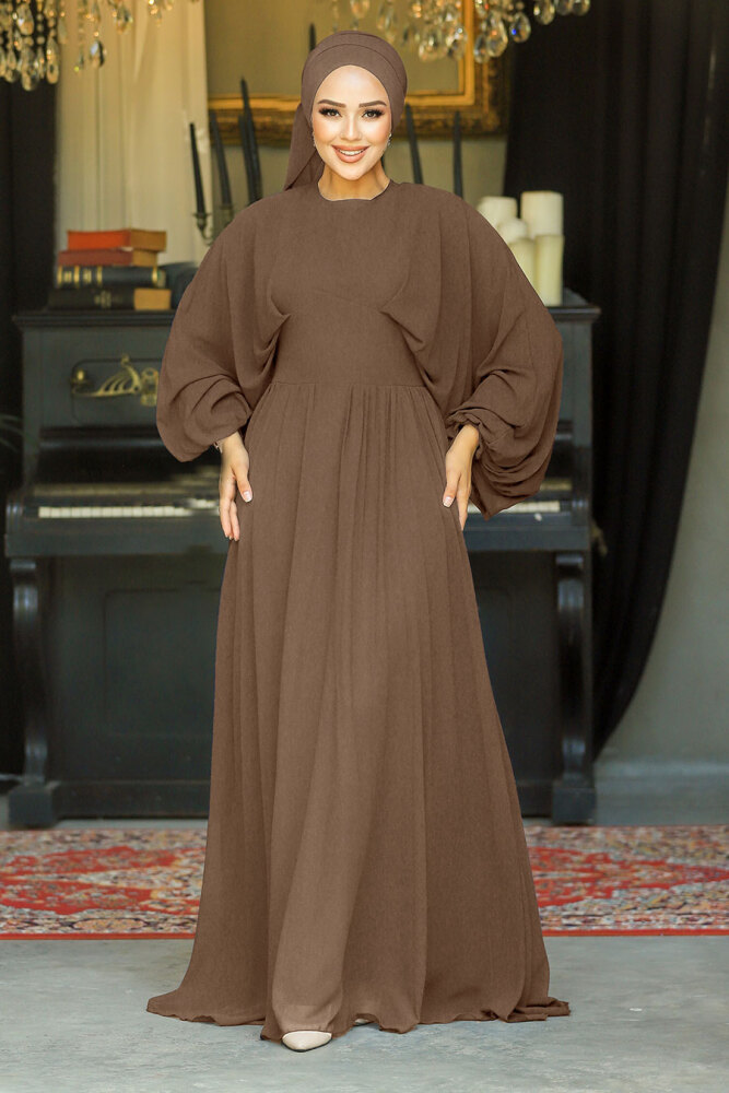 Brown Turkish Hijab Engagement Gown 60681KH - 1