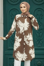 Neva Style - Brown Women Tunic 11590KH - Thumbnail