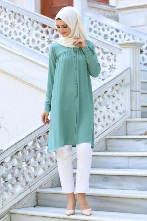 Neva Style - Büzgülü Çağla Yeşili Tesettür Tunik 1001CY - 1