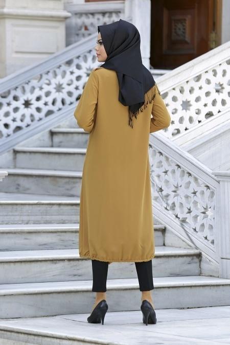 Neva Style - Büzgülü Hardal Tunik - 2