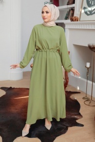 Neva Style - Çağla Yeşili Tesettür Elbise 6314CY - Thumbnail