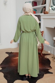 Neva Style - Çağla Yeşili Tesettür Elbise 6314CY - Thumbnail