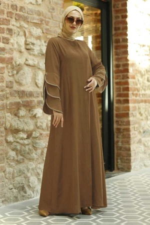 Neva Style - Camel Hijab Abaya 345900C - 1