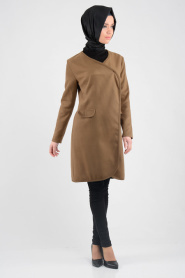 Neva Style - Camel Hijab Coat 6231C - Thumbnail