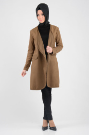 Neva Style - Camel Hijab Coat 6231C - Thumbnail