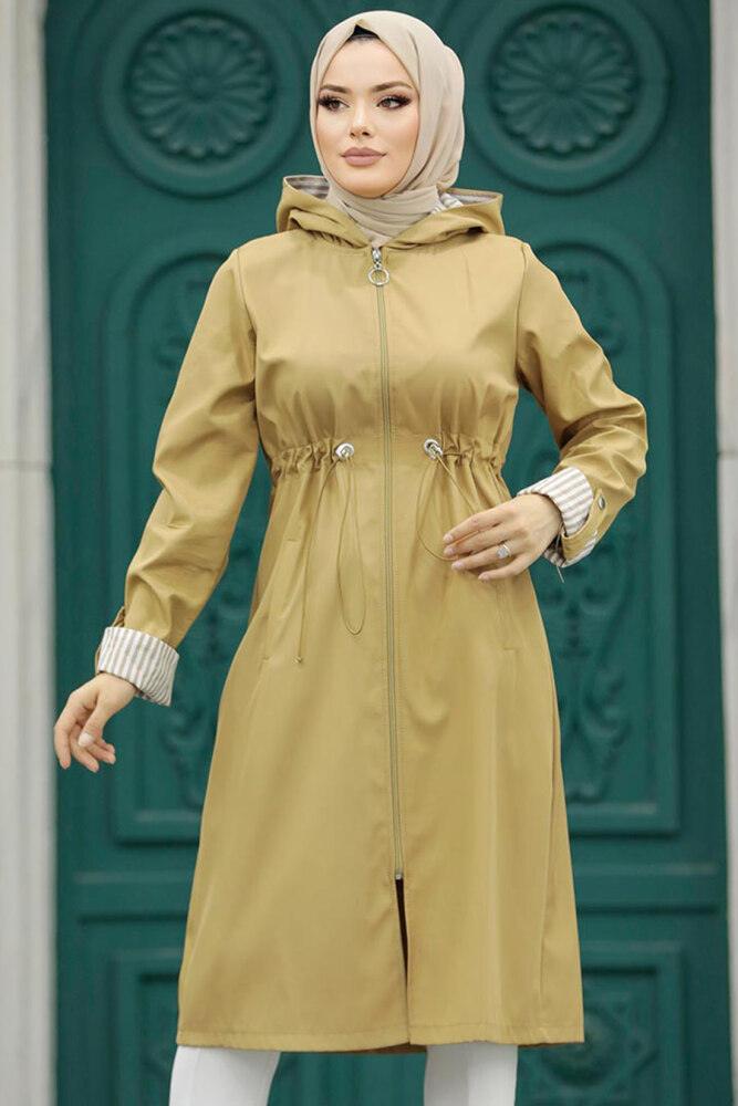 Neva Style - Camel Hijab Turkish Trench Coat 613C - 1