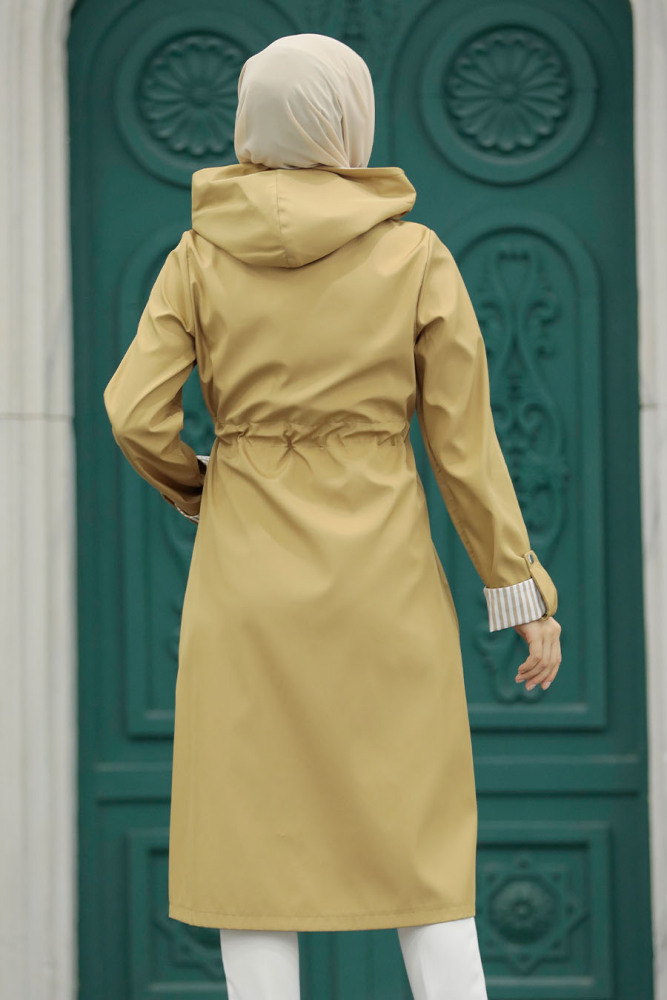 Neva Style - Camel Hijab Turkish Trench Coat 613C - 4