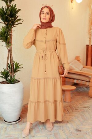 Camel Muslim Long Dress Style 63250C - 1