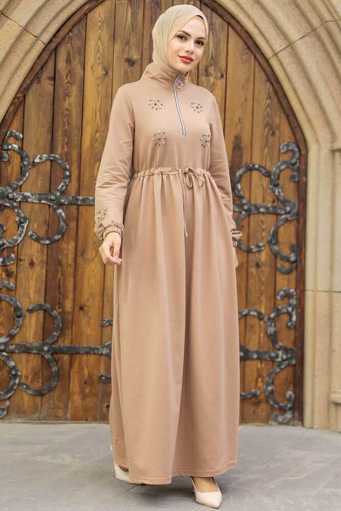  Camel Tesettür Elbise 1372C - 1