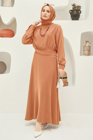 Neva Style - Camel Tesettür Etekli İkili Takım 15060C - 1