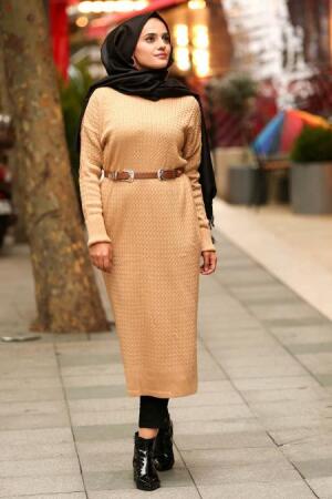 Neva Style - Camel Tesettür Triko Tesettür Tunik 25050C - 1