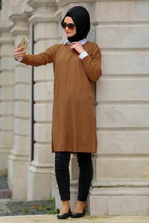Neva Style - Camel Tesettür Triko Tunik 21070C - 1