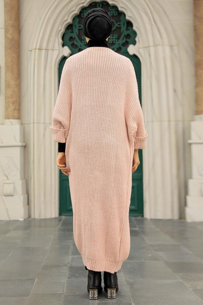 Neva Style - Cardigan en Tricot Hijab Poudre 4182PD - 3