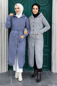 Neva Style - Cardigan en Tricot Hijab Vison 70170V - Thumbnail