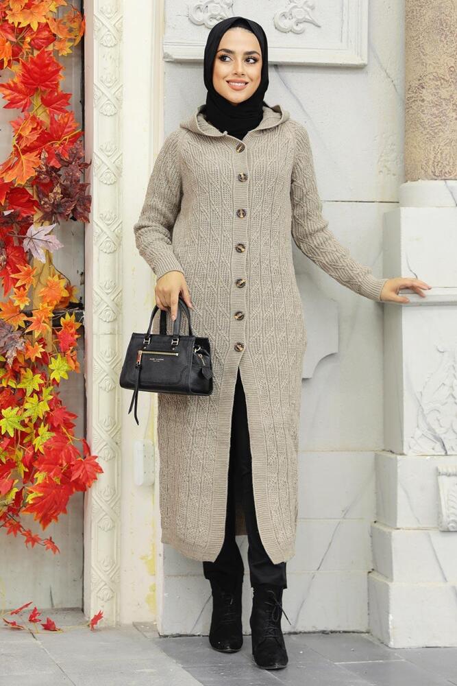 Neva Style - Cardigan en Tricot Hijab Vison 70250V - 3