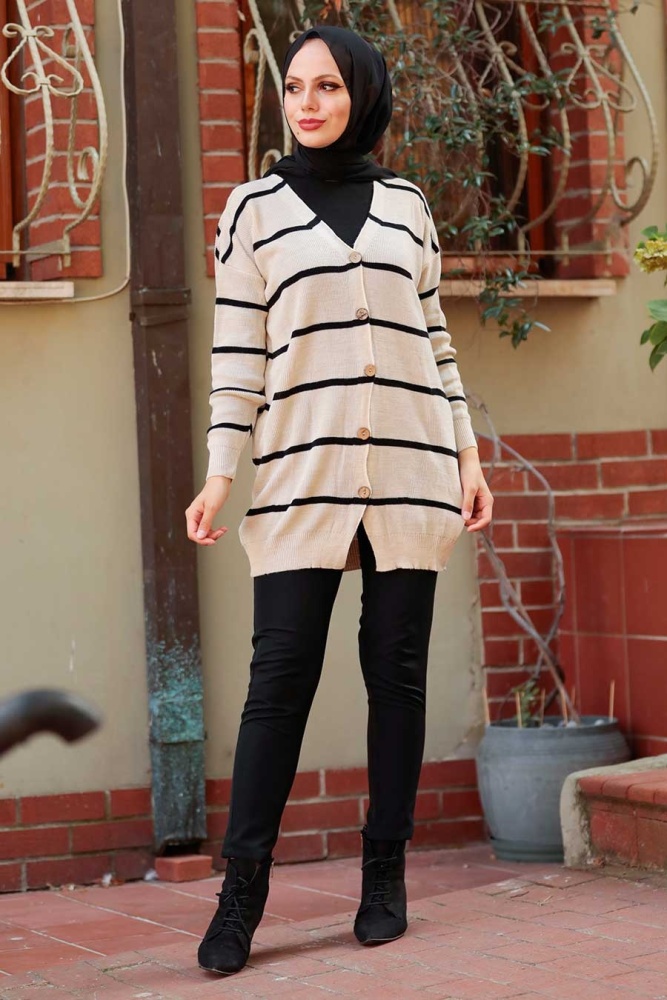 Neva Style -Cardigan Hijab Beige 2428BEJ - 1