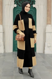 Neva Style - Cardigan Hijab Biscuit Rayé 987BS - Thumbnail