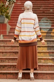 Neva Style -Cardigan Tricot Hijab Beige 2482BEJ - Thumbnail
