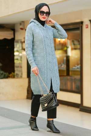 Neva Style - Cardigan Tricot Hijab Bleu 41201M - 1