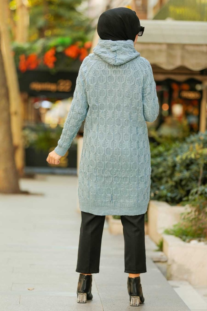 Neva Style - Cardigan Tricot Hijab Bleu 41202M - 3