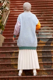 Neva Style -Cardigan Tricot Hijab Bleu 7832M - Thumbnail