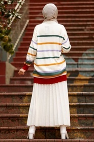 Neva Style -Cardigan Tricot Hijab Ecru 2482E - Thumbnail