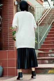 Neva Style - Cardigan Tricot Hijab Ecru 7904E - Thumbnail