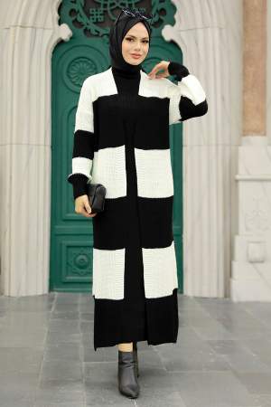 Neva Style - Cardigan Tricot Hijab Ecru 987E - 1